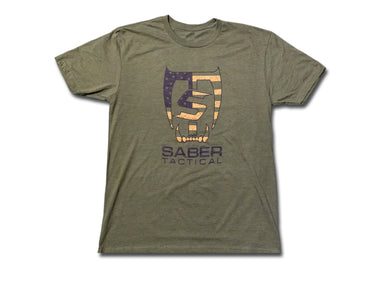 Saber Tactical American Flag/Green Short-Sleeve T-Shirt